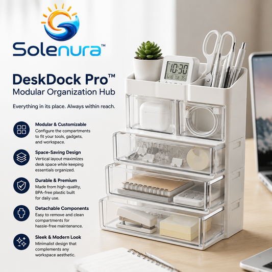 Solenura™ DeskDock Pro Modular Organization Hub